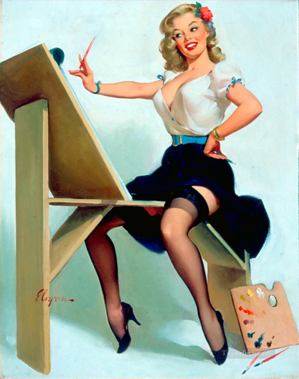 gil elvgren touch pin up Oil Paintings
